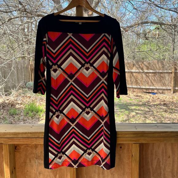 Banana Republic Colorful Geometric Print 1/2 Sleeve Shift Dress Size M. NEW - Picture 1 of 8